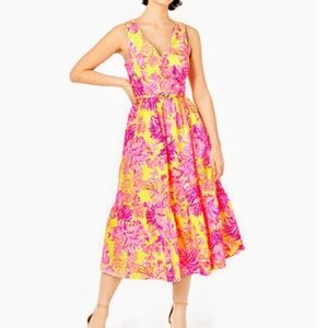 Lilly Pulitzer V-Neck Floral Bri Midi Dress